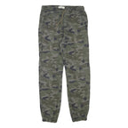 FIFTEEN Womens Cotton Blend Green Camouflage Relaxed Drawstring Trousers W25 L26