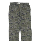 FIFTEEN Womens Cotton Blend Green Camouflage Relaxed Drawstring Trousers W25 L26