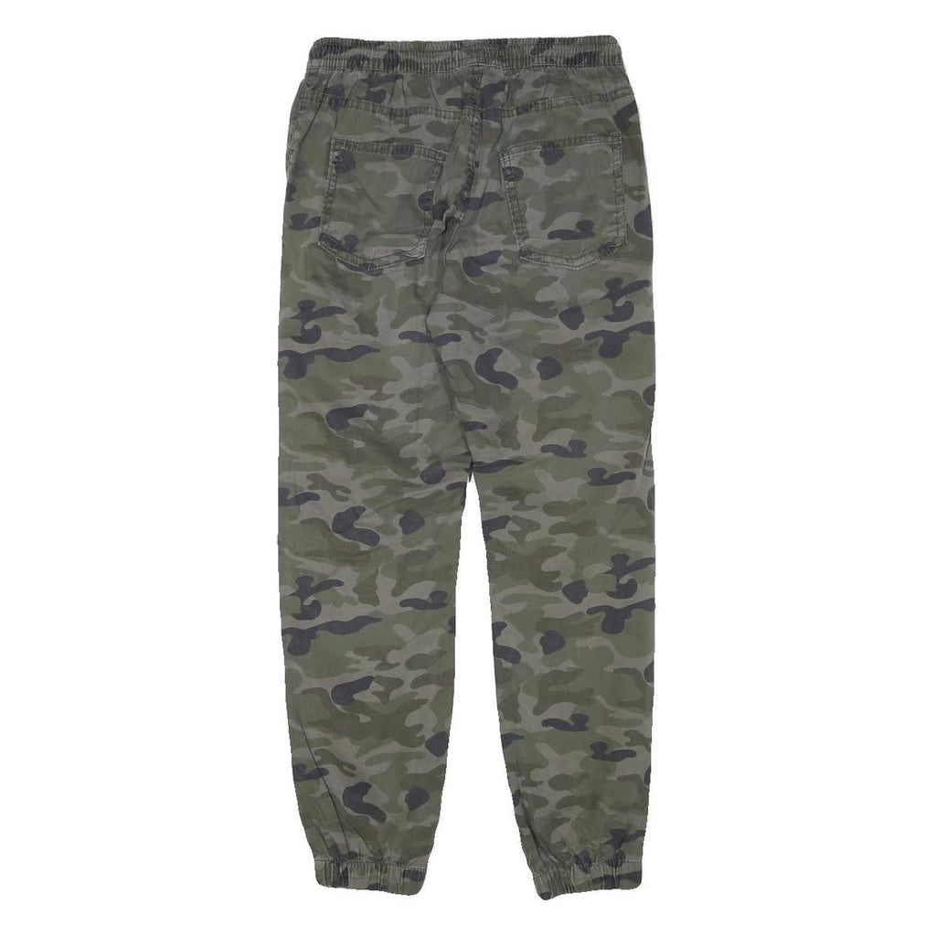 FIFTEEN Womens Cotton Blend Green Camouflage Relaxed Drawstring Trousers W25 L26