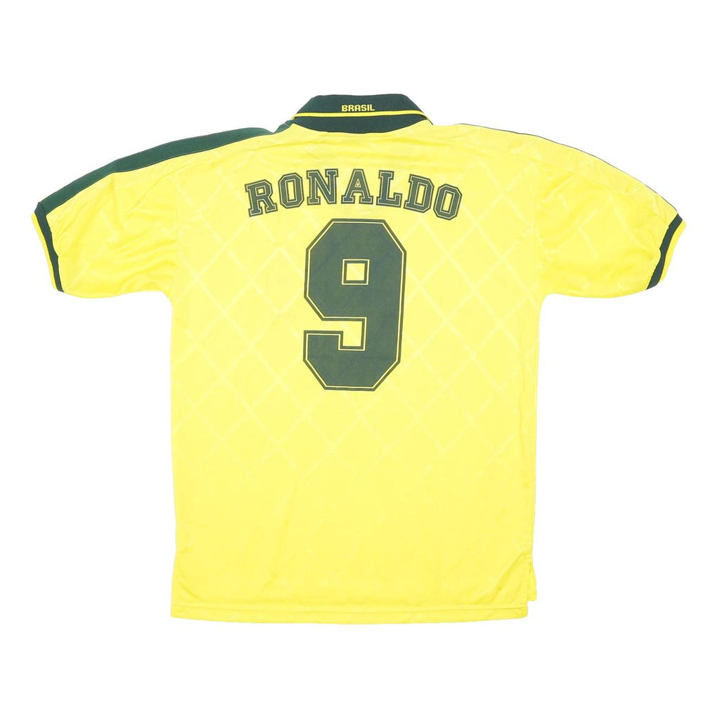 CBF Mens Yellow Ronaldo Graphic T-Shirt XL Short Sleeve V-Neck Football