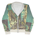 GUESS Mens Green Polyester Reversible Zip Jacket M Urban Print Casual Outerwear