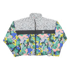 ADIDAS Womens Colourblock Floral Print Nylon Track Jacket UK 18 Zip Casual