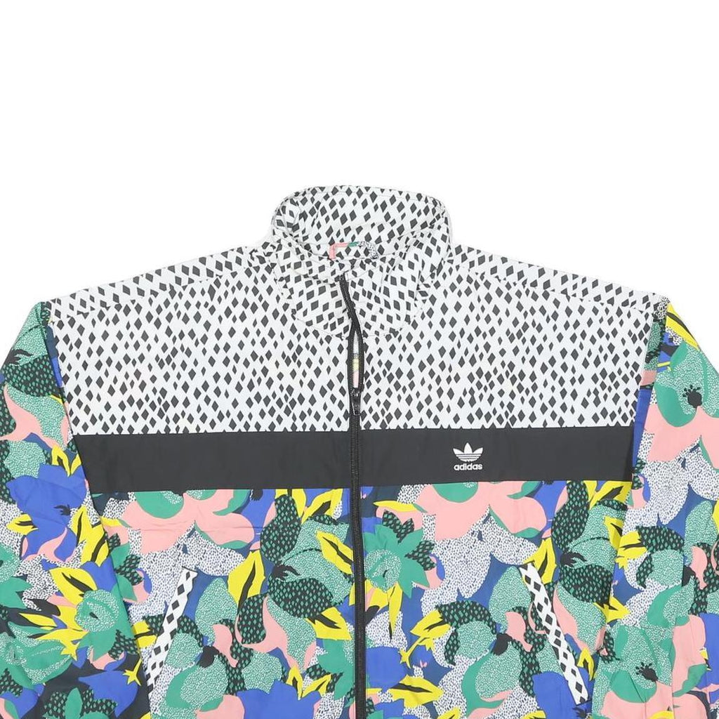 ADIDAS Womens Colourblock Floral Print Nylon Track Jacket UK 18 Zip Casual