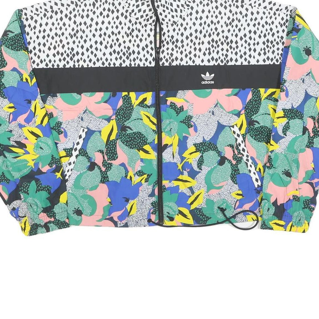 ADIDAS Womens Colourblock Floral Print Nylon Track Jacket UK 18 Zip Casual