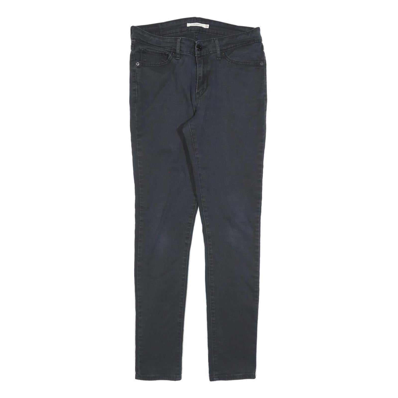 LEVI'S 711 Womens Jeans Black Slim Skinny Denim Medium W29 L30 Zip Closure