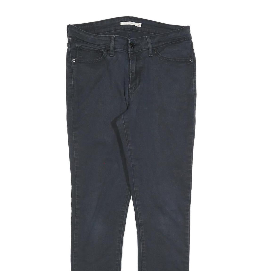 LEVI'S 711 Womens Jeans Black Slim Skinny Denim Medium W29 L30 Zip Closure