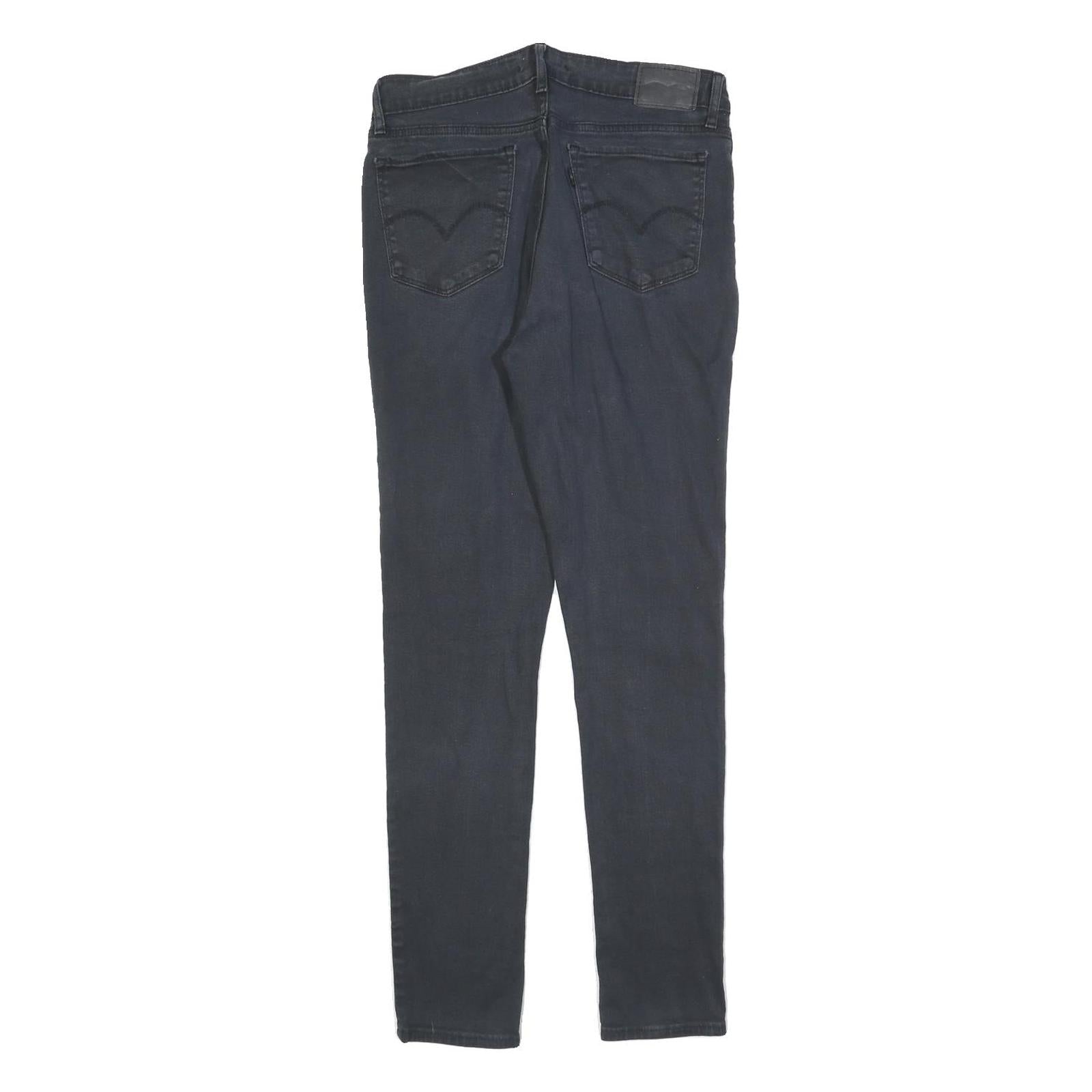 LEVI'S 711 Womens Jeans Black Slim Skinny Denim Medium W29 L30 Zip Closure