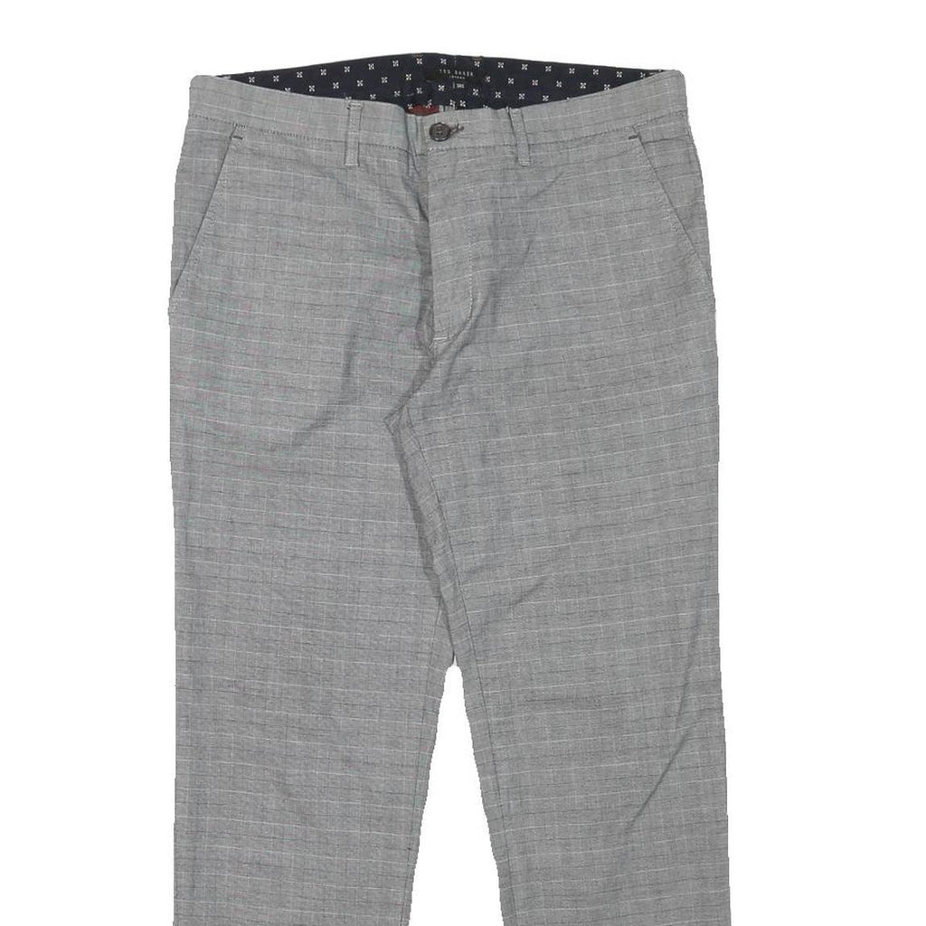 TED BAKER Womens Cotton Blend Grey Slim Straight Trousers W32 L26 Smart Casual