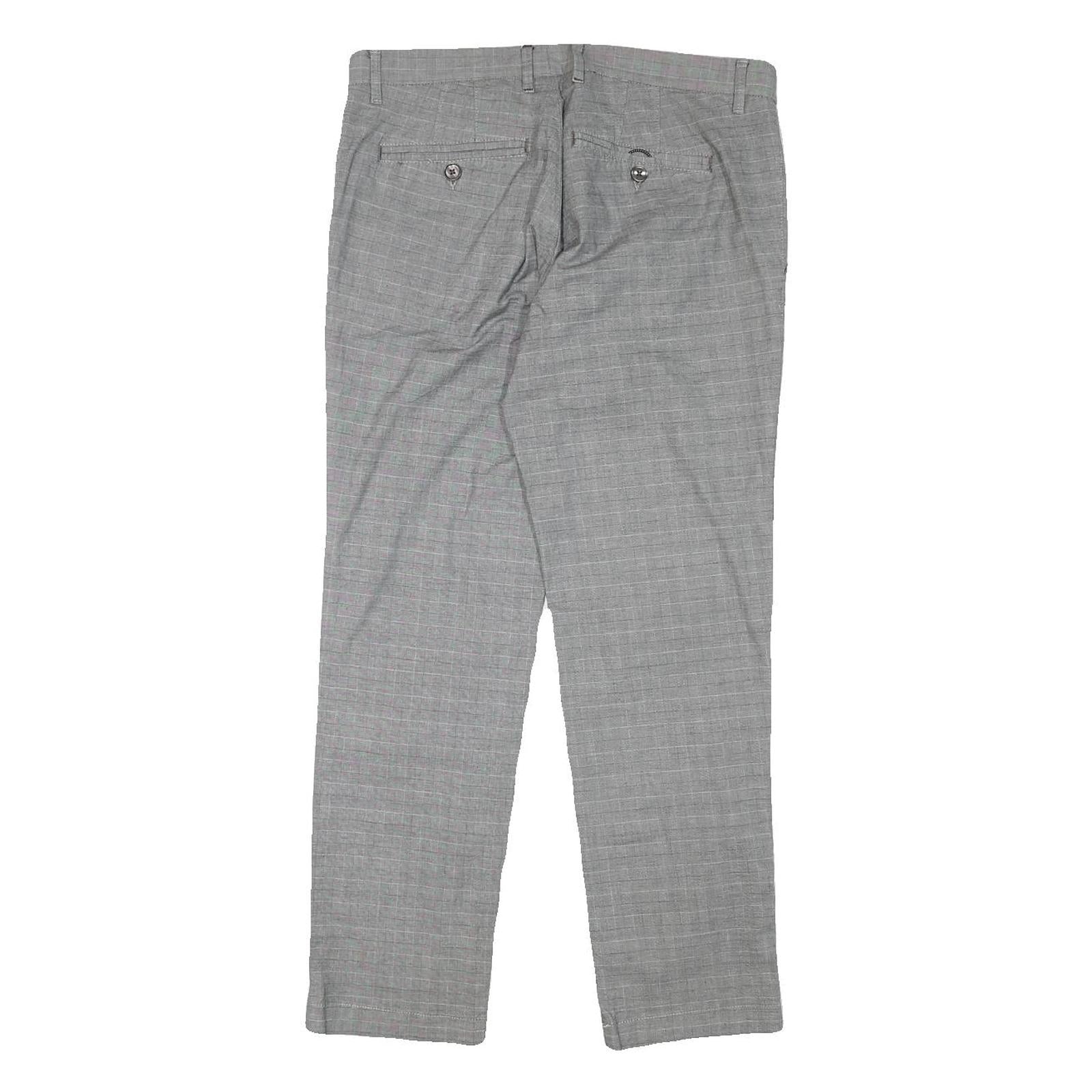 TED BAKER Womens Cotton Blend Grey Slim Straight Trousers W32 L26 Smart Casual