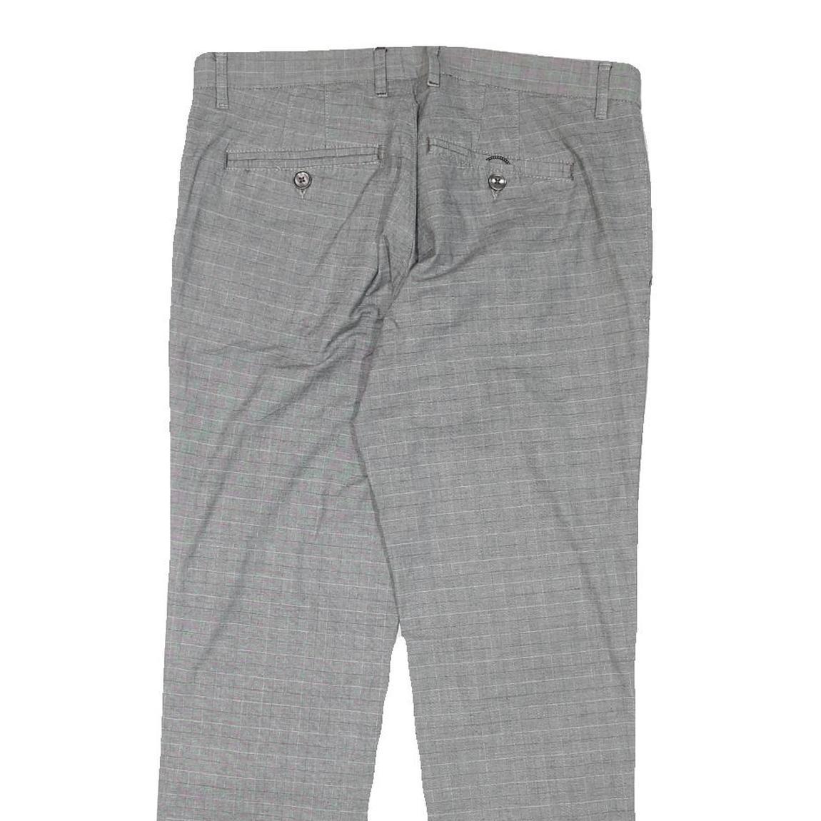 TED BAKER Womens Cotton Blend Grey Slim Straight Trousers W32 L26 Smart Casual