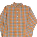 POLO RALPH LAUREN Mens Orange & Blue Check Shirt M Casual Cotton Blend Long