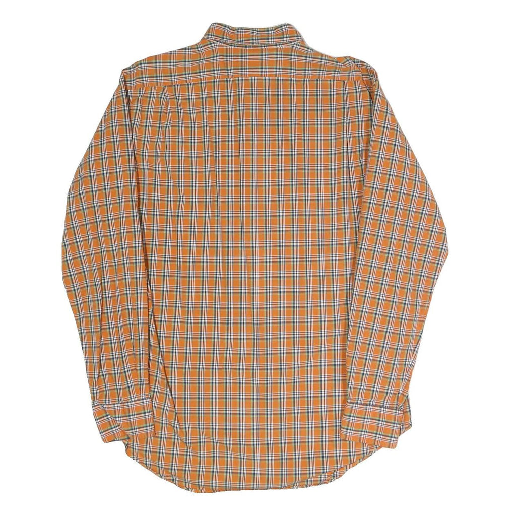 POLO RALPH LAUREN Mens Orange & Blue Check Shirt M Casual Cotton Blend Long