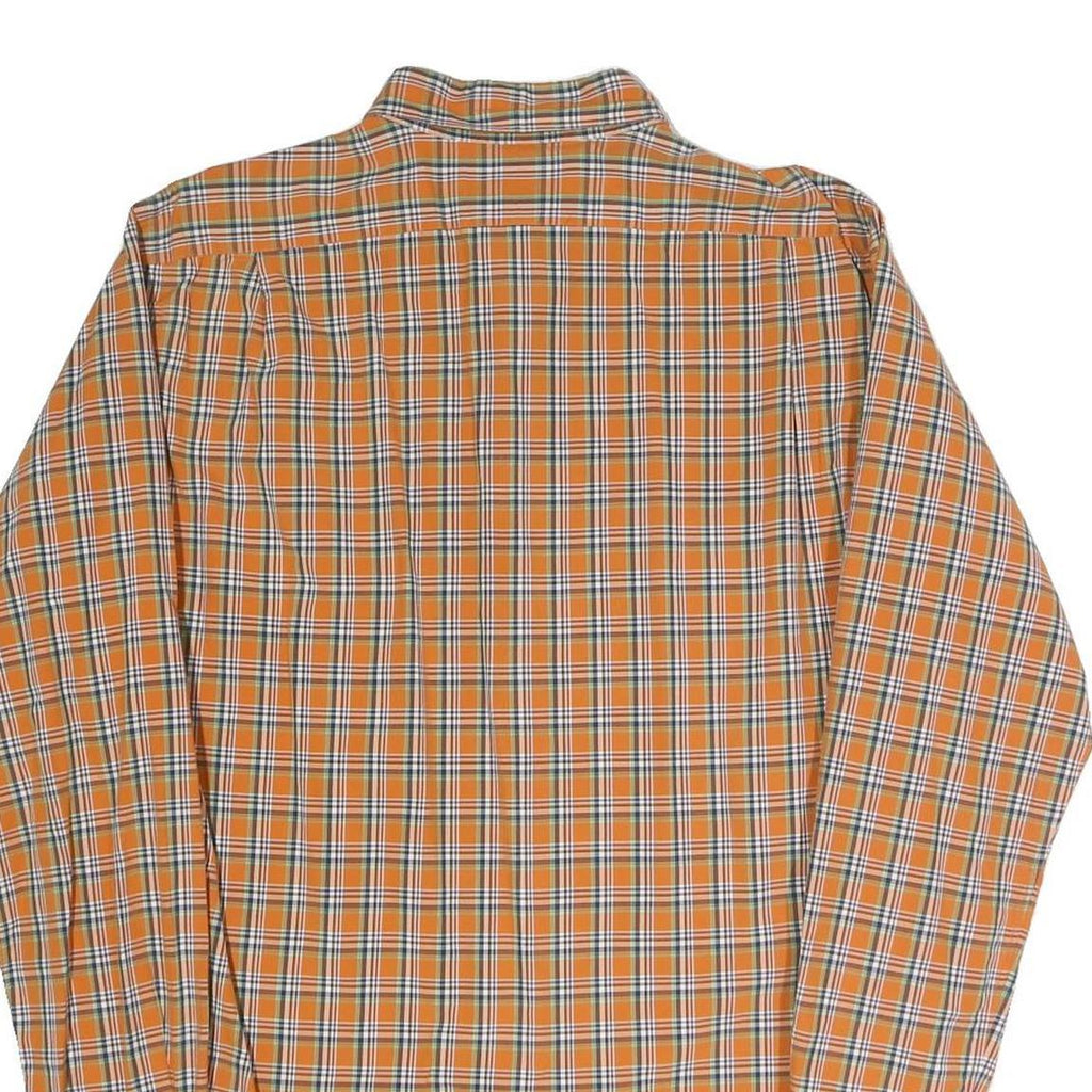 POLO RALPH LAUREN Mens Orange & Blue Check Shirt M Casual Cotton Blend Long