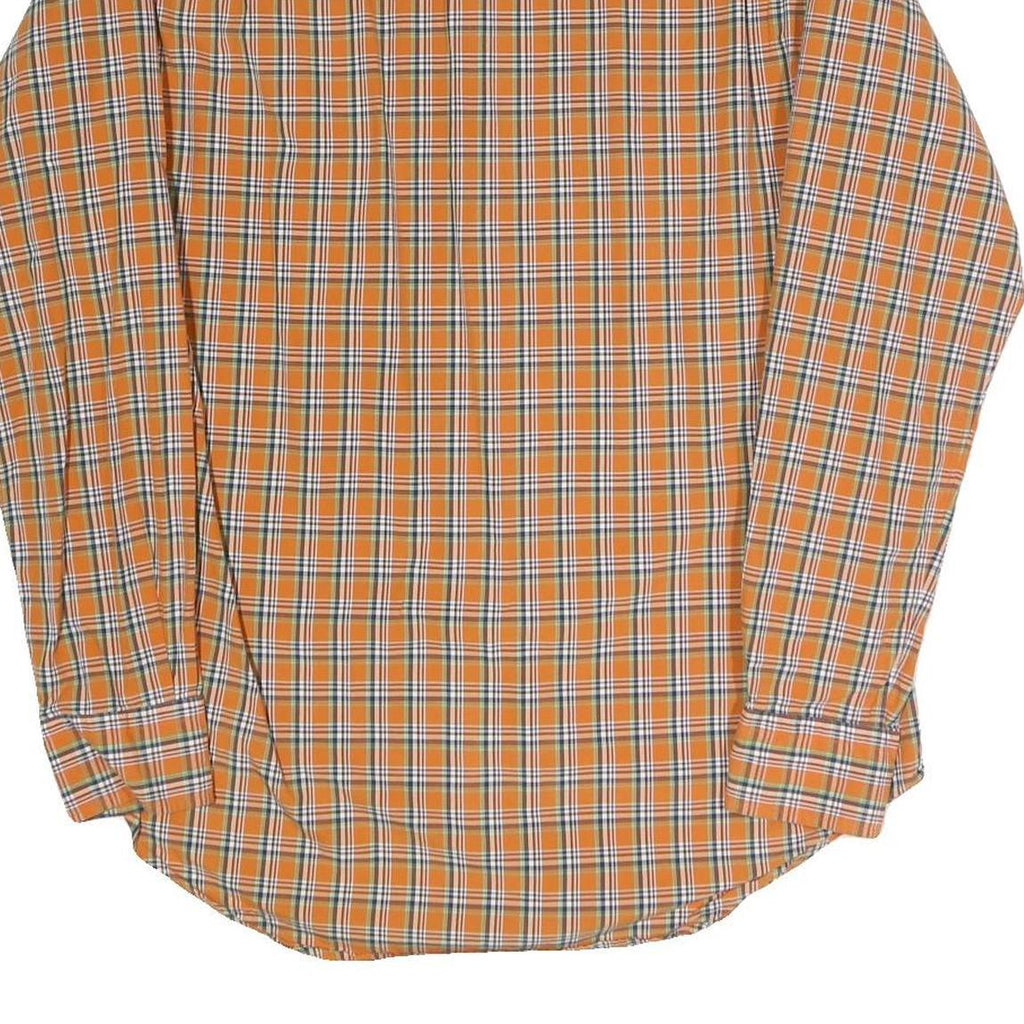 POLO RALPH LAUREN Mens Orange & Blue Check Shirt M Casual Cotton Blend Long