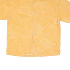 Mens Yellow Cotton Blend Hawaiian Shirt M Tropical Botanical Print Casual