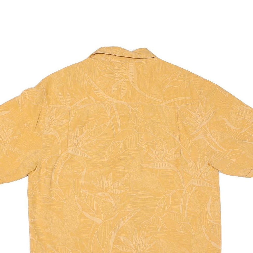 Mens Yellow Cotton Blend Hawaiian Shirt M Tropical Botanical Print Casual