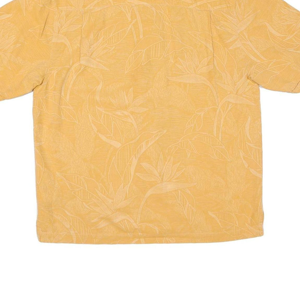 Mens Yellow Cotton Blend Hawaiian Shirt M Tropical Botanical Print Casual