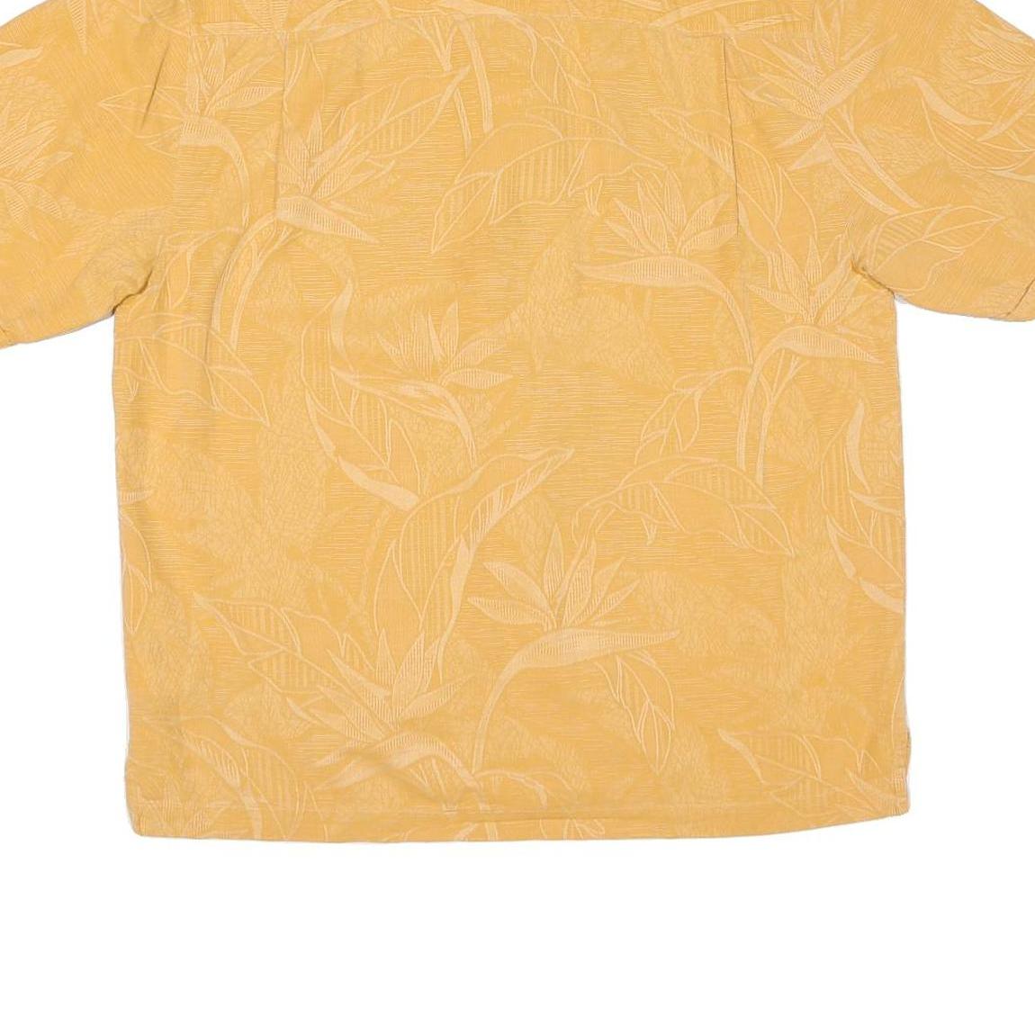 Mens Yellow Cotton Blend Hawaiian Shirt M Tropical Botanical Print Casual