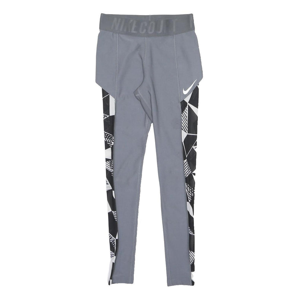 NIKE Womens Joggers Grey & Black Geometric XS W26 L28 Dri-Fit Slim Tapered