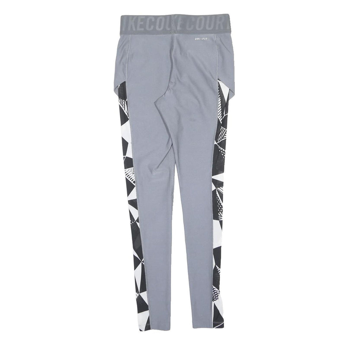 NIKE Womens Joggers Grey & Black Geometric XS W26 L28 Dri-Fit Slim Tapered