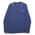 LOTTO Mens Blue Long Sleeve Plain Polo Shirt L Cotton Blend Casual Sport