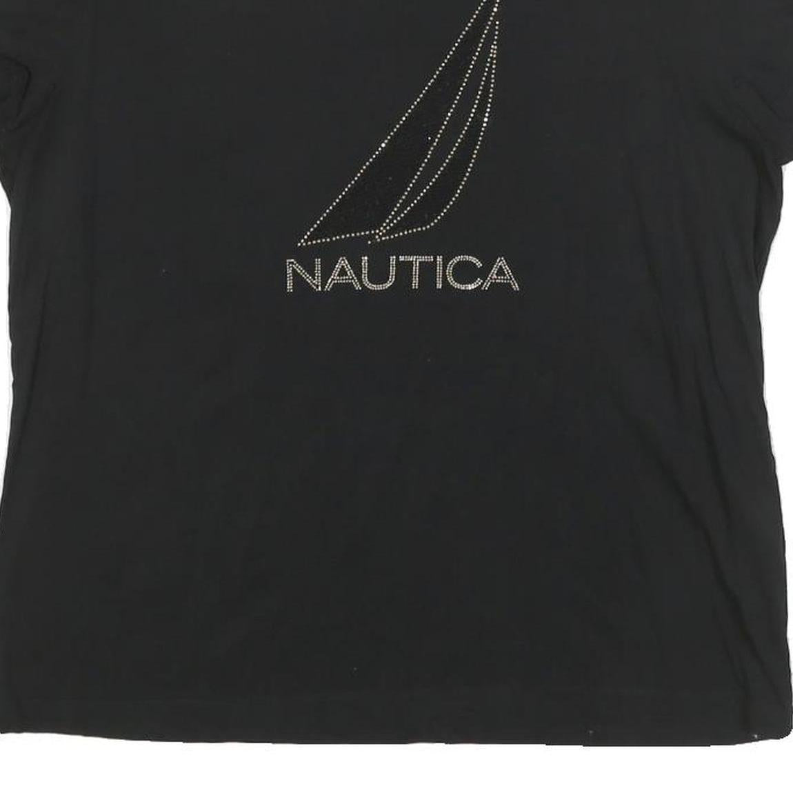 NAUTICA Womens Black Graphic T-Shirt L Short Sleeve Crew Neck Cotton Blend