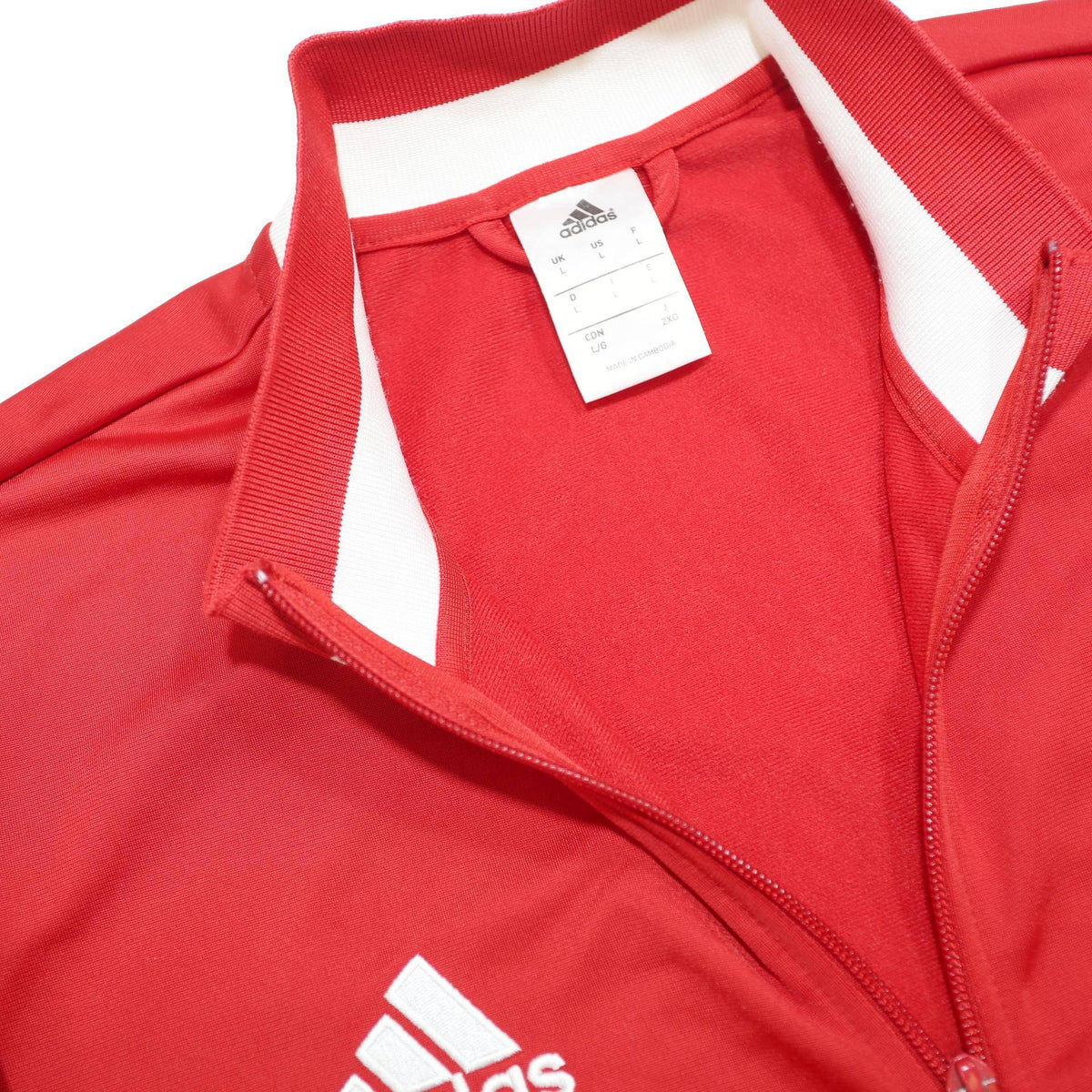 ADIDAS Mens Red FC Bayern Munchen Track Jacket L Polyester Zip Plain