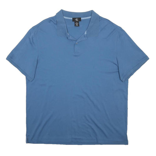CALVIN KLEIN Mens Blue XL Basic Cotton Short Sleeve Polo Shirt Classic Collar