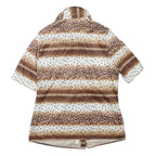 Womens Brown & Cream Floral Printed Shirt Short Sleeve Collared S Relaxed Fit