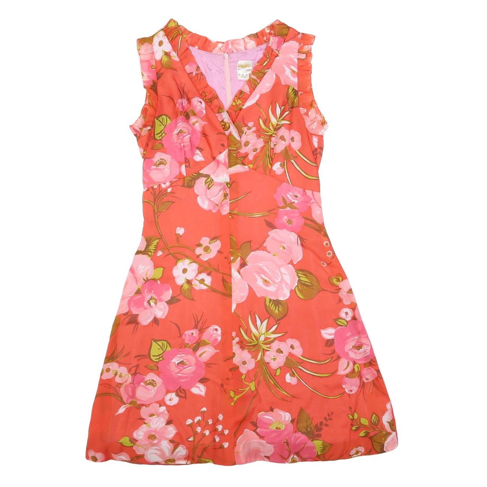 WEKO Womens Red Floral Day Woven Sleeveless Short Dress Size S