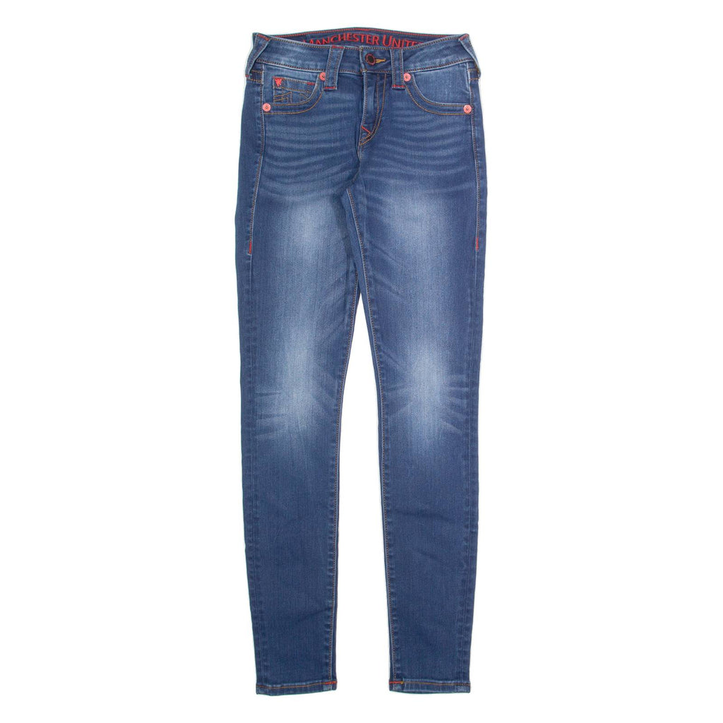 TRUE RELIGION Manchester United Womens Jeans Blue Slim Skinny W26 L30
