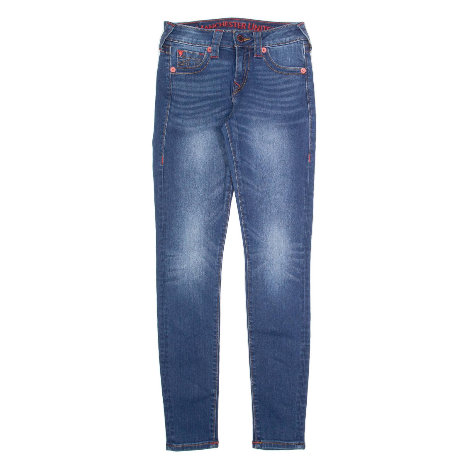 TRUE RELIGION Manchester United Womens Jeans Blue Slim Skinny W26 L30