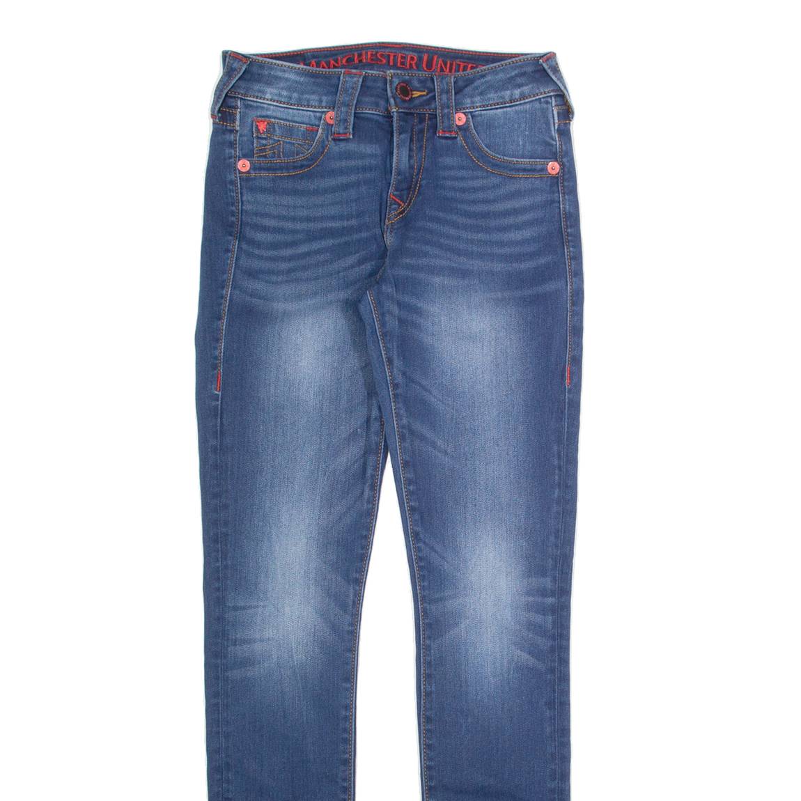 TRUE RELIGION Manchester United Womens Jeans Blue Slim Skinny W26 L30