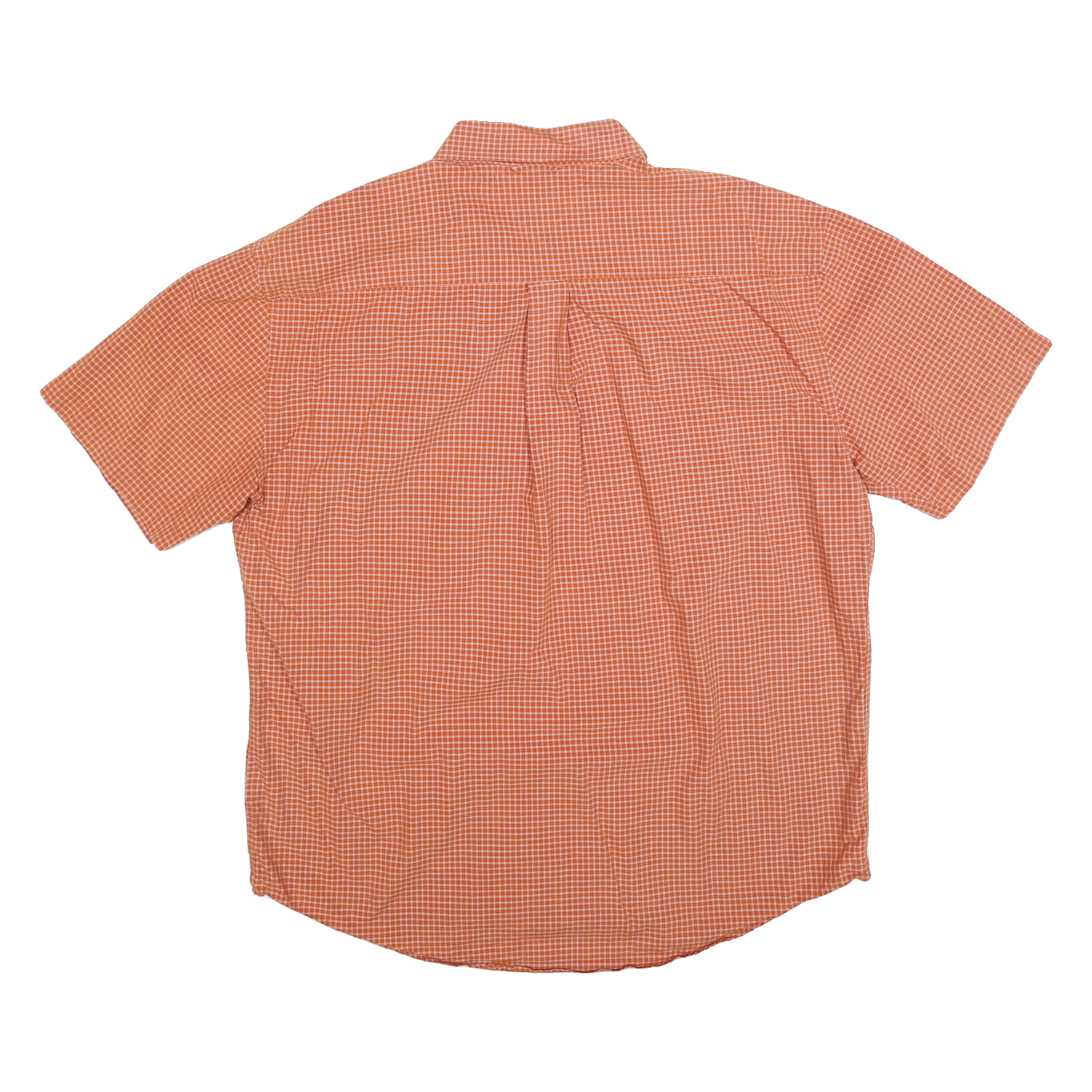 TOMMY HILFIGER Mens Orange Check Shirt XL Cotton Blend Casual Short Sleeve