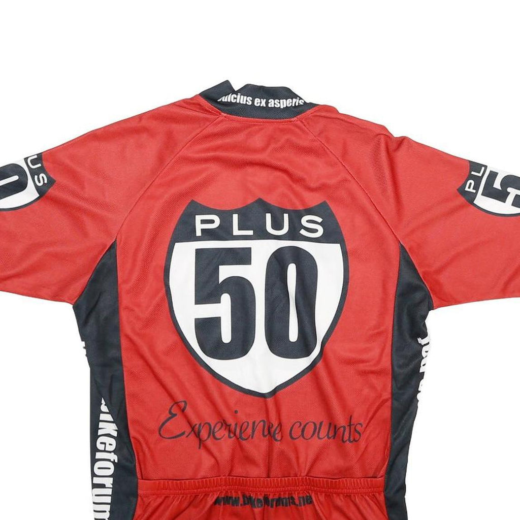 Mens Red & Black Modern L Short Sleeve Round Neck Graphic T-Shirt Plus50