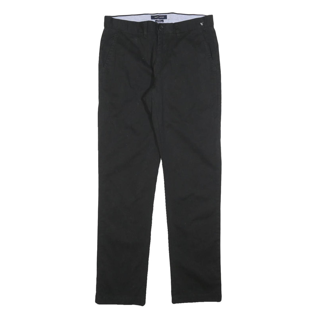 TOMMY HILFIGER Mens Cotton Blend Black Slim Straight Trousers W30 L32 Classic