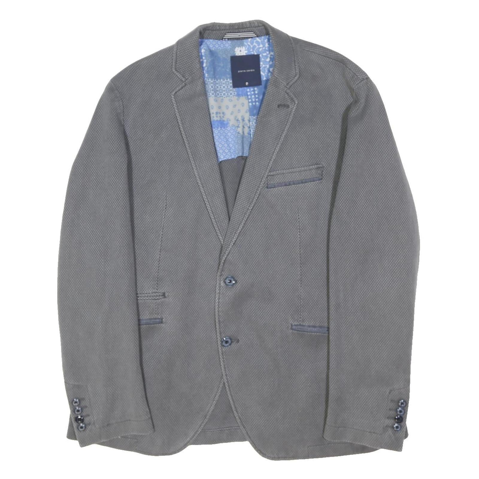 PIERRE CARDIN Mens Grey Wool Blend Blazer Jacket L Woven Tailored Button Closure