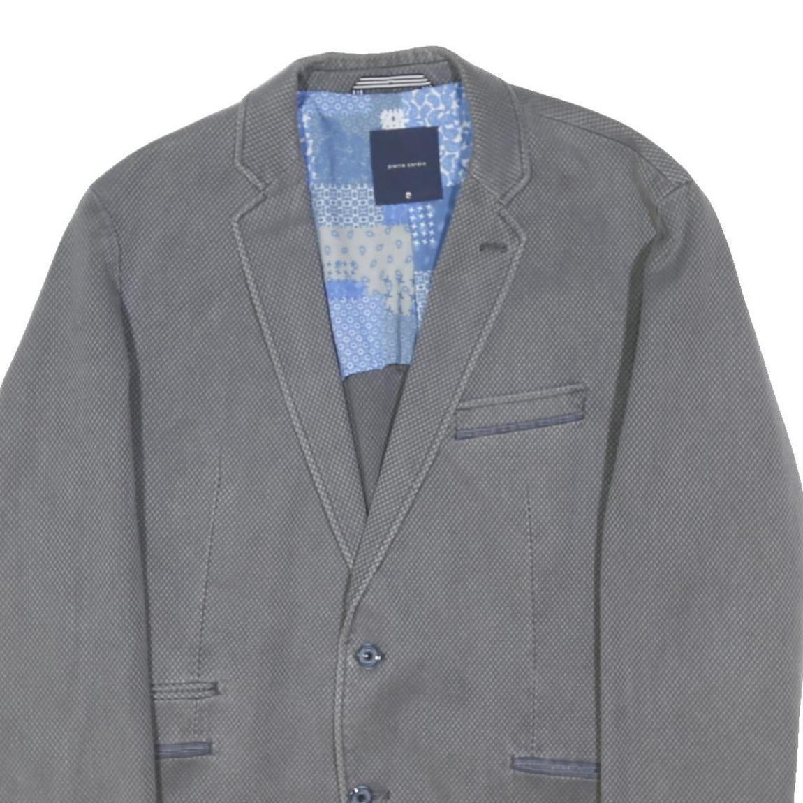 PIERRE CARDIN Mens Grey Wool Blend Blazer Jacket L Woven Tailored Button Closure