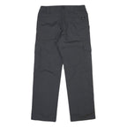 Mens Cotton Blend Black Regular Fit Cargo Trousers W30 L30 Button Closure