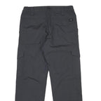 Mens Cotton Blend Black Regular Fit Cargo Trousers W30 L30 Button Closure