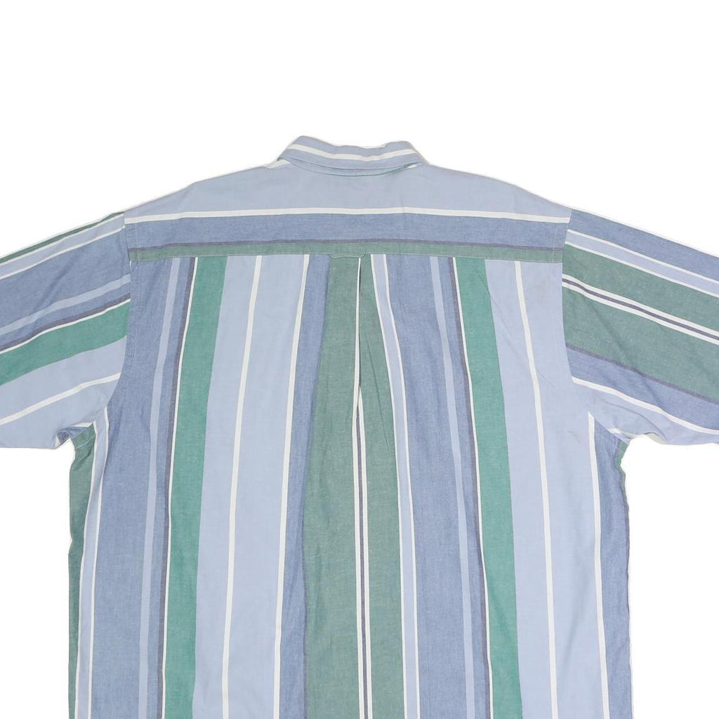 NAUTICA Mens Blue & Green Striped Cotton Shirt XL Button Down Casual Summer