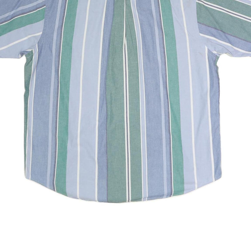 NAUTICA Mens Blue & Green Striped Cotton Shirt XL Button Down Casual Summer