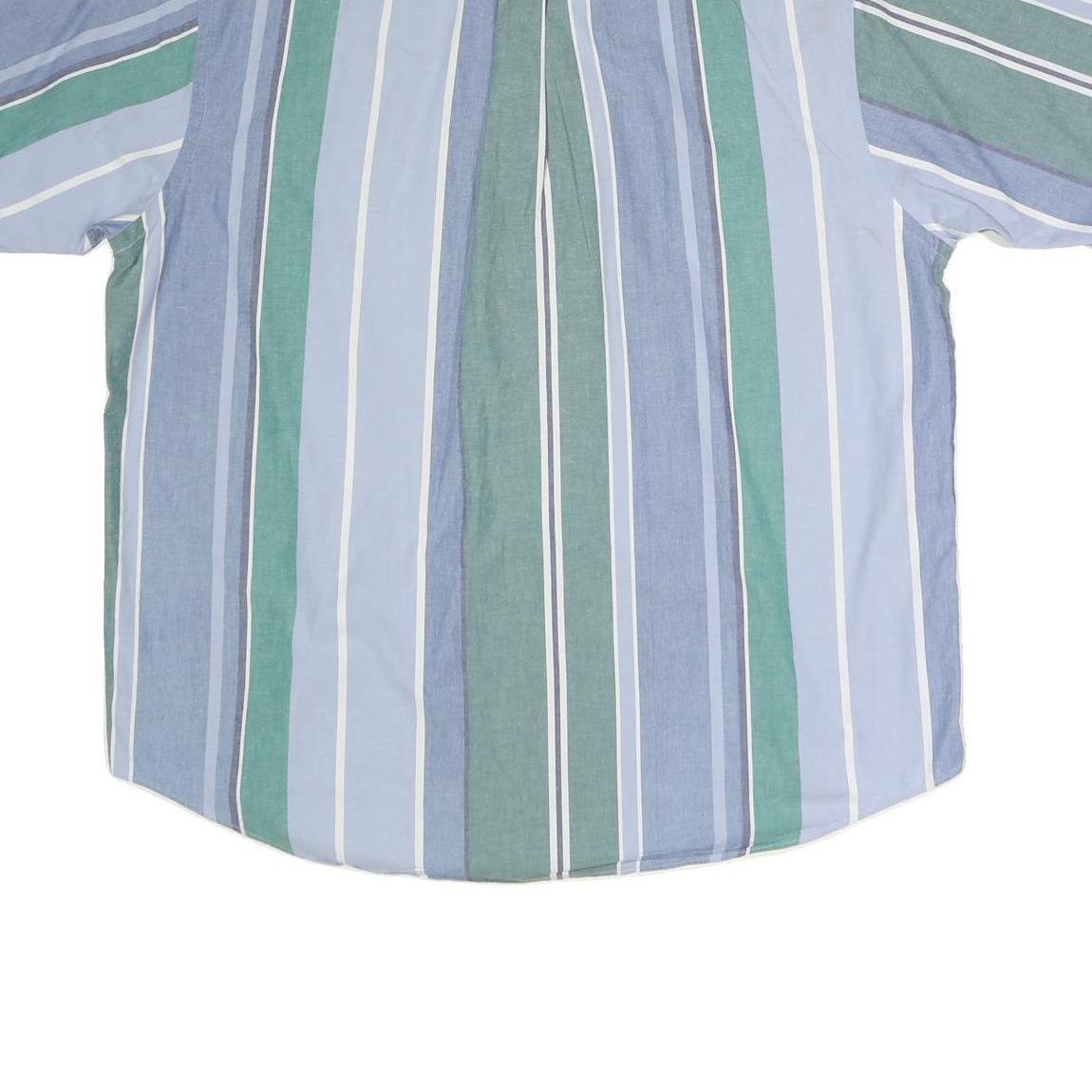 NAUTICA Mens Blue & Green Striped Cotton Shirt XL Button Down Casual Summer