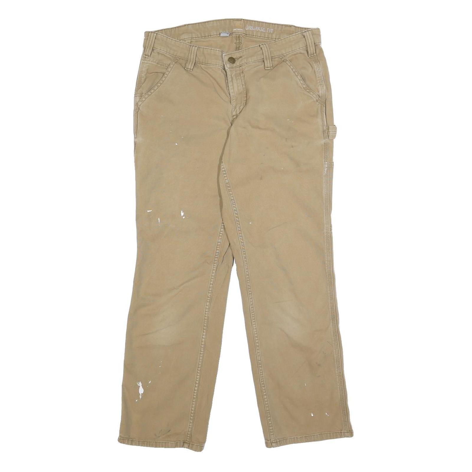 CARHARTT Womens Cotton Blend Beige Regular Fit Straight Leg Trousers W30 L27