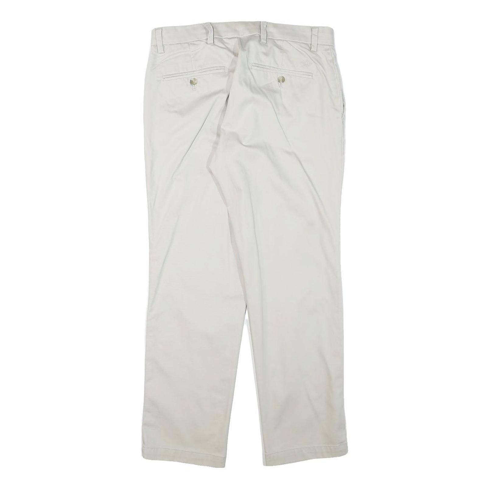 DOCKERS Mens Cotton Blend Beige Regular Fit Straight Leg Trousers W30 L28 Zip