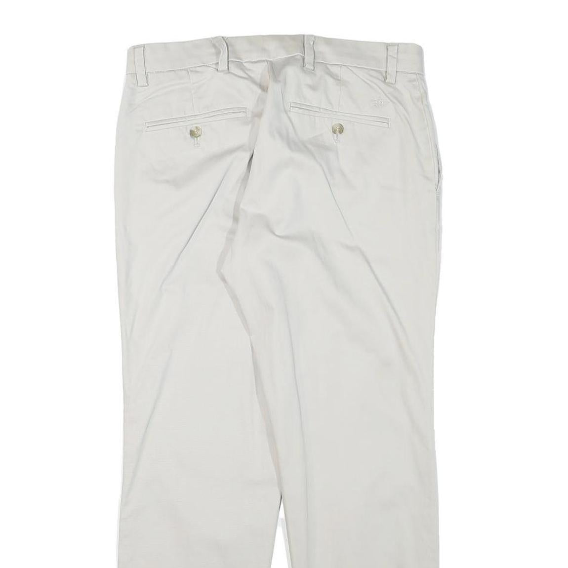 DOCKERS Mens Cotton Blend Beige Regular Fit Straight Leg Trousers W30 L28 Zip