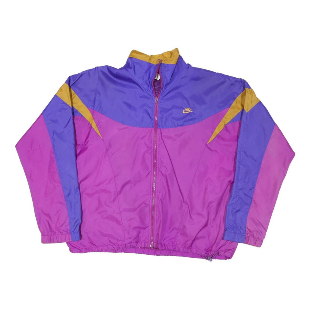 NIKE Womens Purple & Gold Classic Track Jacket M Polyester Blend Retro Swoosh