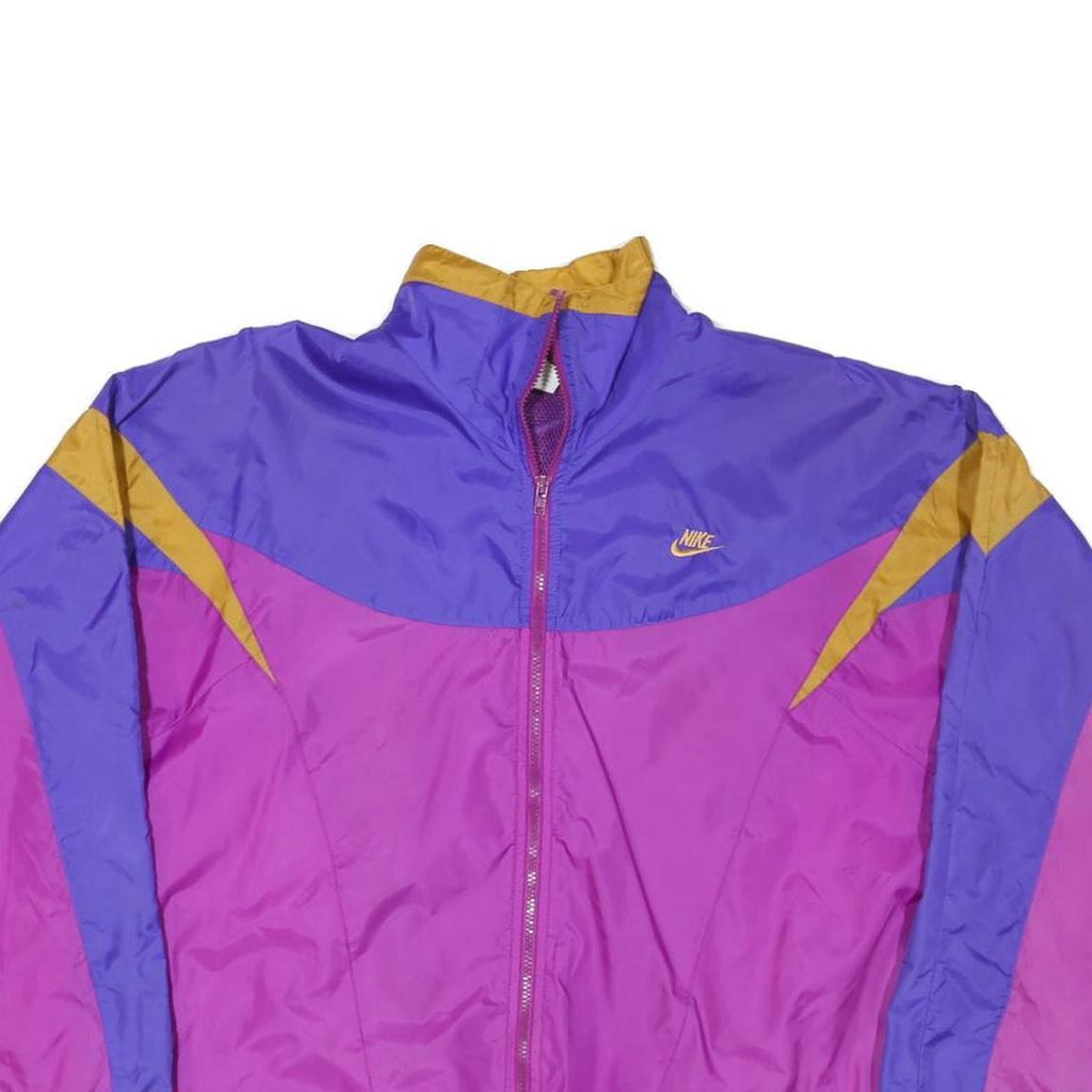 NIKE Womens Purple & Gold Classic Track Jacket M Polyester Blend Retro Swoosh