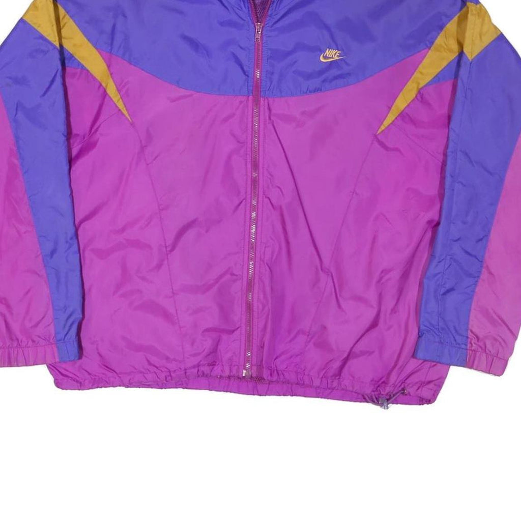 NIKE Womens Purple & Gold Classic Track Jacket M Polyester Blend Retro Swoosh