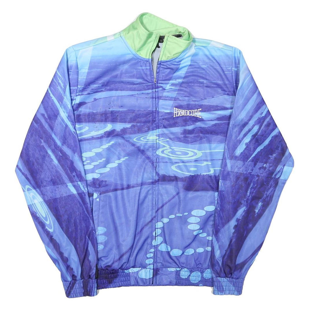 HARDCORE Mens Blue & Green Jacket M Polyester Blend Zip Retro Design Activewear